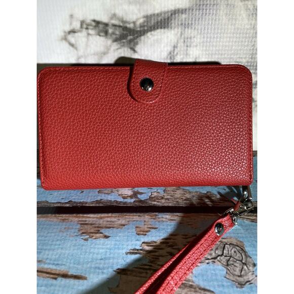 NEW Red Zippered Wallet with Wrist Strap - Wristlet - Compartments, Card Slots - Picture 2 of 7
